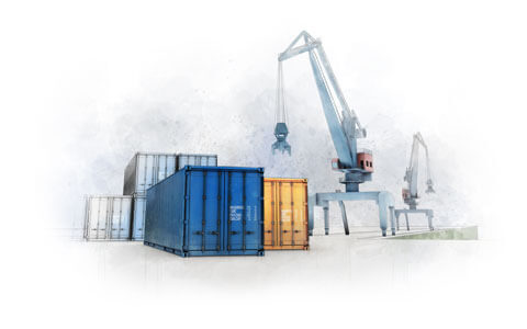 Abbildung Illustration Container im Hafen