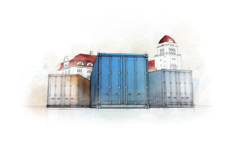 Abbildung Illustration Container und Speicher
