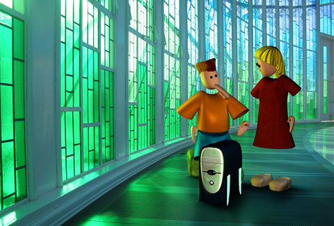 Abbildung 3D-Montage Jim und Jill mit PC für lernscouts.de
